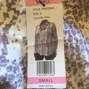 Calvin Klein cowl neck long sleeve T. Snake skin print in‎ Pinky mauve.